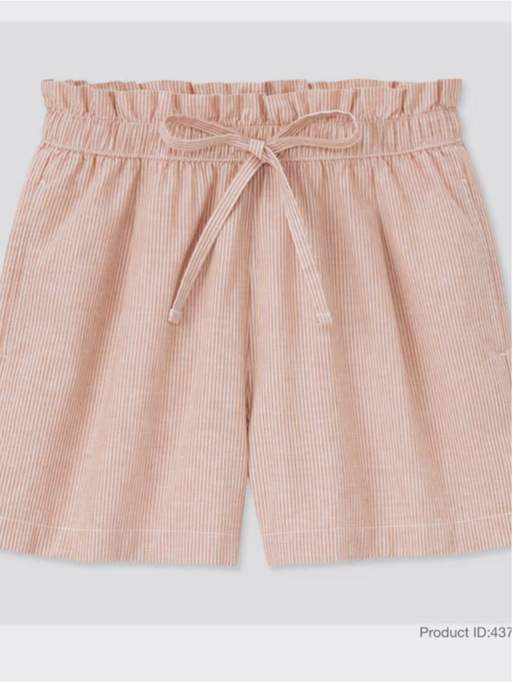 Uniqlo High-Waist Paperbag Cotton-Linen Relaxed Shorts Light orange sz lg NWT